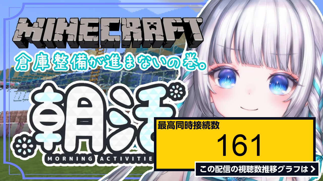 ライブ同時接続数グラフ『【朝活 56】おしゃべりマイクラ☀初見さんも大歓迎！今日こそ倉庫整理するもん！たぶん！【 まぜクラ Vtuber 瀬乃ここは】 』 Livechart